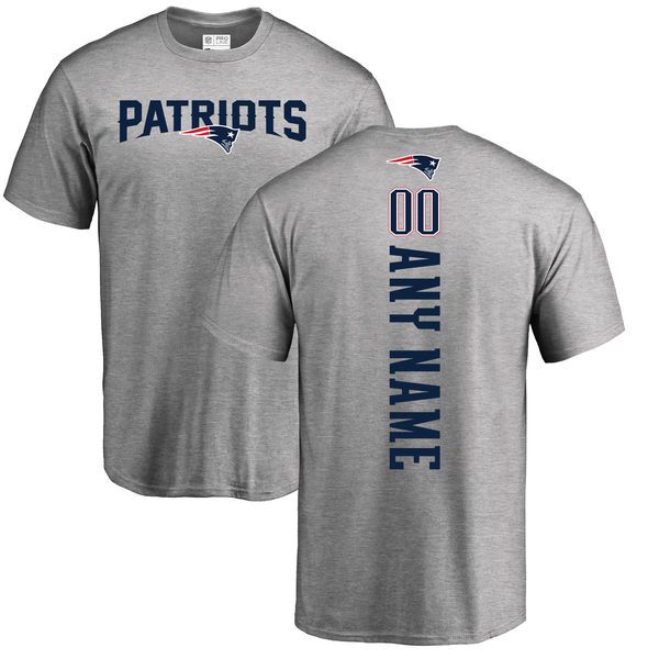 Men New England Patriots NFL Pro Line Ash Custom Backer T-Shirt